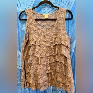 Gray Sleeveless Ruffled Tank Top